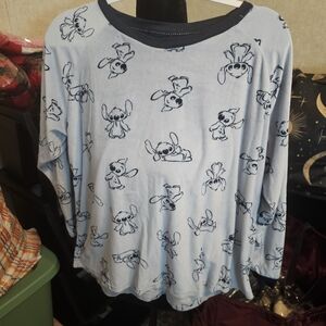 Blue Long Sleeve Shirt with Cartoon Print